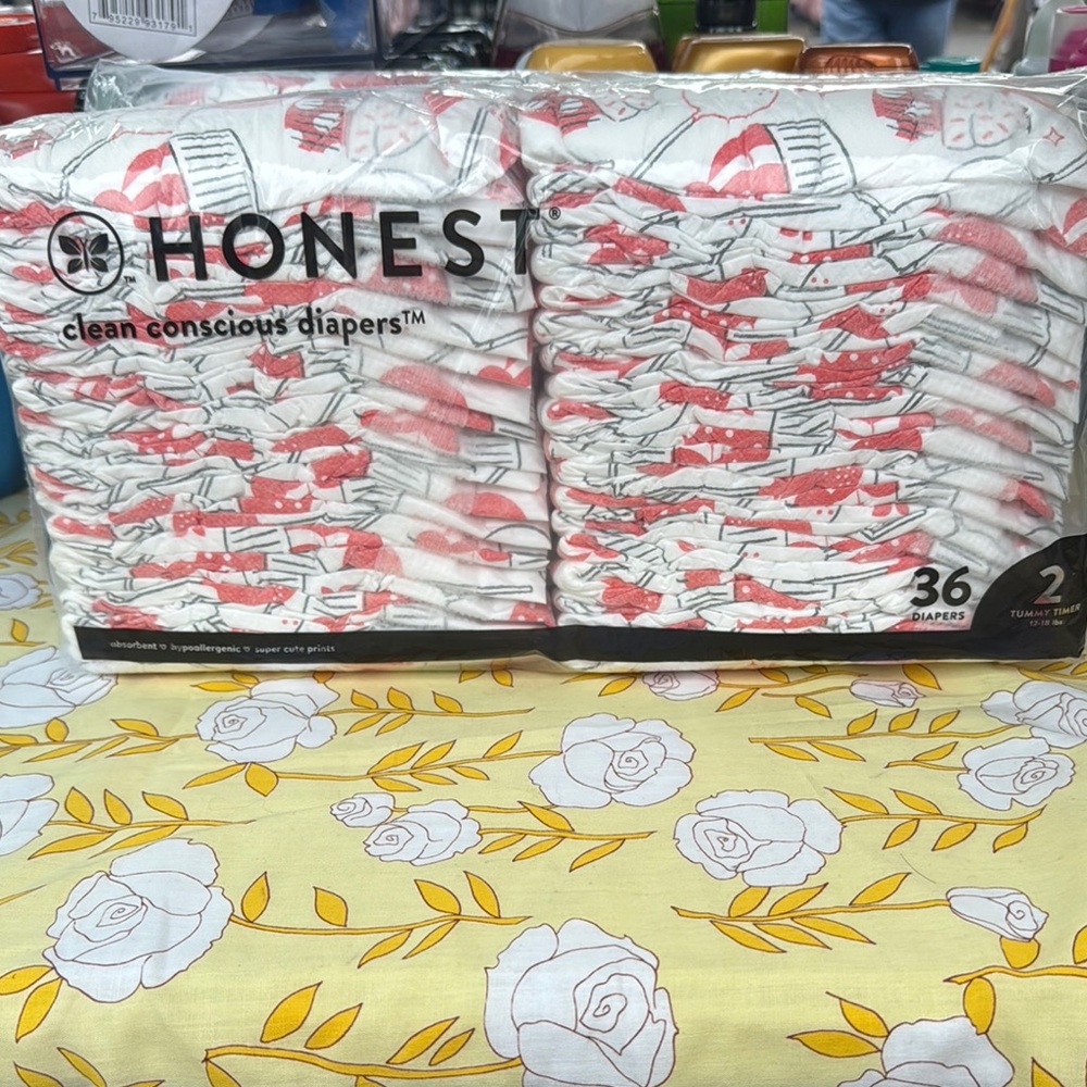 Honest Diapers with Red and White Design